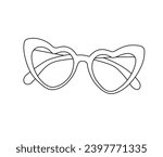 Vector isolated heart shaped glasses colorless black and white contour line easy drawing	