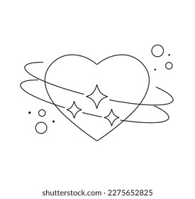 Estrellas cardíacas aisladas de vectores y composición de burbujas contorno incoloro blanco y negro línea de dibujo fácil