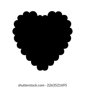 Vector isolated heart with wavy edges colorless black and white outline silhouette shadow shape stencil