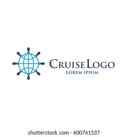 Vector isolated helm logo design template with text. Icon globe shape