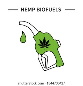 Vector Isolated hemp biofuels badge.  Line modern icon.