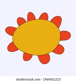 vector isolated hippie flower chamomile.A rainbow plant in the hippie style of the 60s and 70s.An element for a botanical pattern.Psychedelic wildflower bud.summer sticker.Childish hand drawn style.