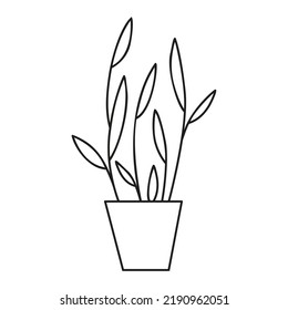 Vektor-Einzelhaus-Pflanze. Doodle Art. Rahmendesign.