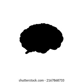 Vector isolated human brain  black outline silhouette stencil