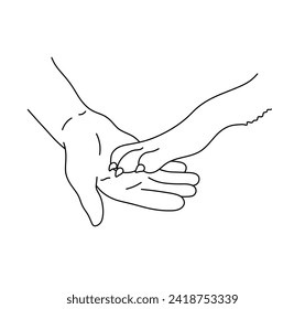 Vector isolated human hand palm and dog paw give me a paw high five colorless black and white contour line easy drawing	
