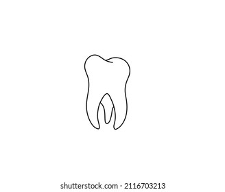 Vector isolated human molar tooth colorless black and white contour line simple drawing