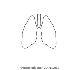 Vector isolated human organ lungs colorless black and white contour line hand drawing