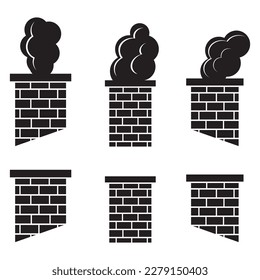 Vector isolated icon of exhaust pipes with smoke in a factory or plant. The concept of environmental pollution and harm to ecology.