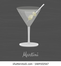 Vector isolated icon of martini drink.