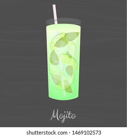 Vector isolated icon of mojito drink.