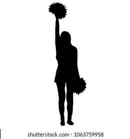 vector, isolated, icon, silhouette girls cheerleaders