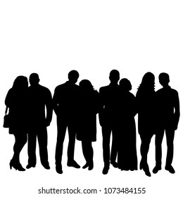 vector, isolated, icon, silhouette group of people, crowd