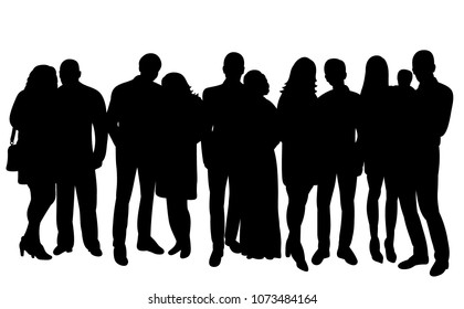 vector, isolated, icon, silhouette group of people, crowd