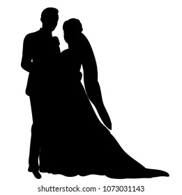 vector, isolated, icon, silhouette of wedding, bride and groom