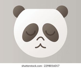 Vector isolated icon of sleeping cute panda head in flat style.
