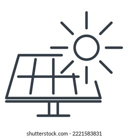 Vector isolated icon of solar battery and sun.