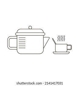 Vector isolated icon of teapot and cup.