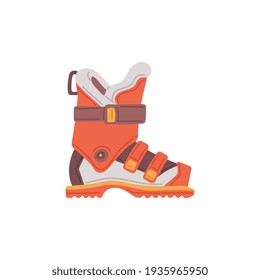 Vector isolated icon of warm boot for wearing in cold winter season.