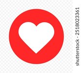 Vector isolated icon of white heart on red circle