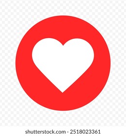 Vector isolated icon of white heart on red circle