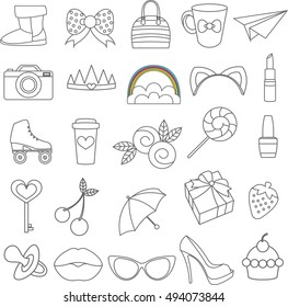 Vector isolated icons of glamor stickers and labeles