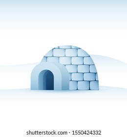 Vector isolated igloo or polar ice house on hwite background