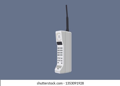 Vector Isolated Illustration of an 80s Cellphone 