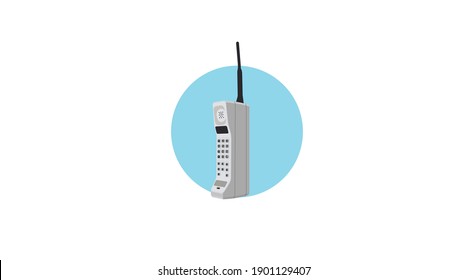 Vector Isolated Illustration Of A 80s Mobile Phone. Vintage Phone Icon