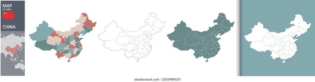 Vector isolated illustration of administrative map of China.