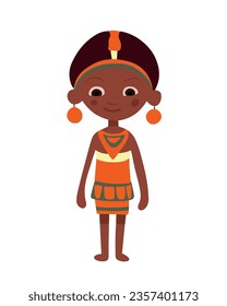 Vector isolated illustration of African girl on white background.