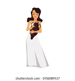 Ilustración vectorial aislada de ancianas romanas o griegas con ánforas