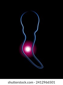 Vector isolated illustration of appendicitis pain with neon effect.