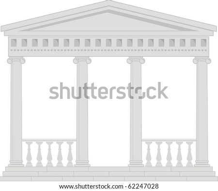 Vector isolated illustration of architectural element - Portico (Colonnade), an ancient temple: grey, isolated, white background