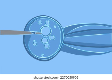 Vector isolated illustration of artificial insemination under a microscope. Donation of egg cells. Egg freezing.