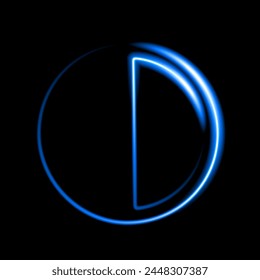 Vector isolated illustration of astrological moon sign with neon effect.