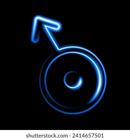 Vector isolated illustration of astrological sign of planet Uranus with neon effect.