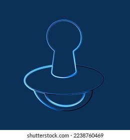 Ilustración vectorial aislada del pacificador de bebé con efecto neón.