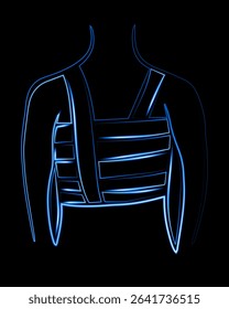 Vector isolated illustration of back bandage. First aid for back injuries.