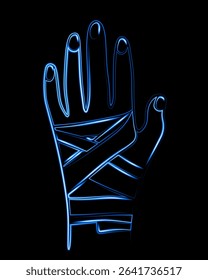 Vector isolated illustration of a bandaged hand. First aid for hand injuries.