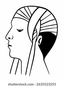 Vector isolated illustration of bandaging a person's head. First aid for head injury.