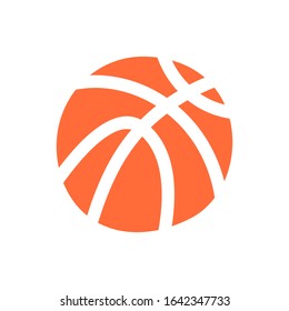 Vector isolated illustration of basketball ball icon. Flat illustration on white background. Equipment for basketball court.
