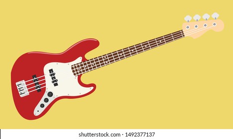 Vector Isolated Illustration of a Bass Guitar