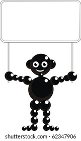 Vector isolated illustration - Bead man with a clear sign on white background