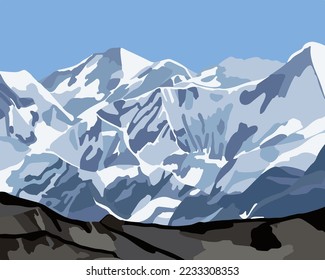 Vector isolated illustration of a beautiful mountain landscape.