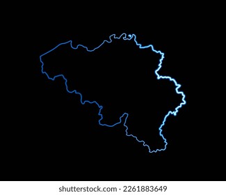 Vector isolated illustration of Belgium map with neon effect.