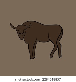 Vector isolated illustration of bison animal. A drawing of a bison.