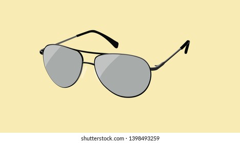 Vector Isolated Illustration of Black Aviator Sun Glasses - Vector 