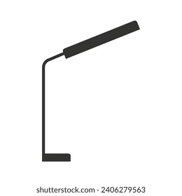Vector isolated illustration with black icon of office phyto lamp. Light UV eqipment to grow micro greens and plant at home. Fito bulb is good tool to illuminate flower in winter