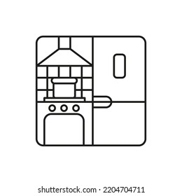Vector isolated illustration of a black line contour kitchen icon on a white background