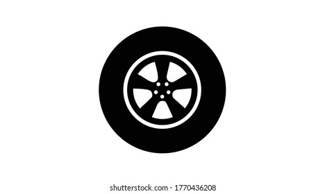 Vector Isolated Illustration of a Black Wheel Icon